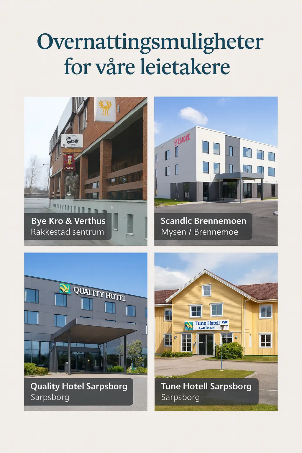 Overnattingsmuligheter i Rakkestad, Sarpsborg og utenfor Mysen