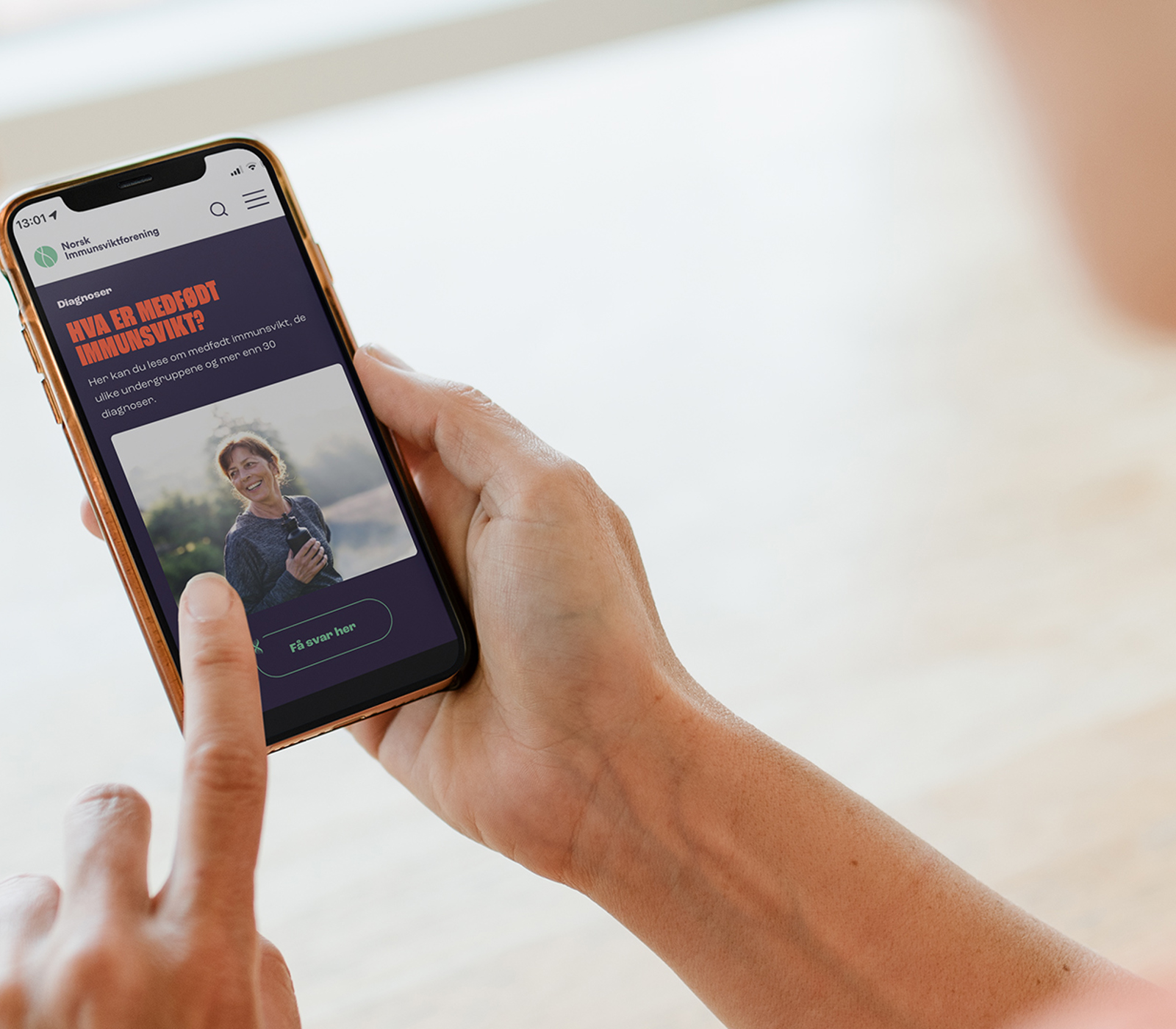 Nye nettsidene til Immunsvikt på en mobil
